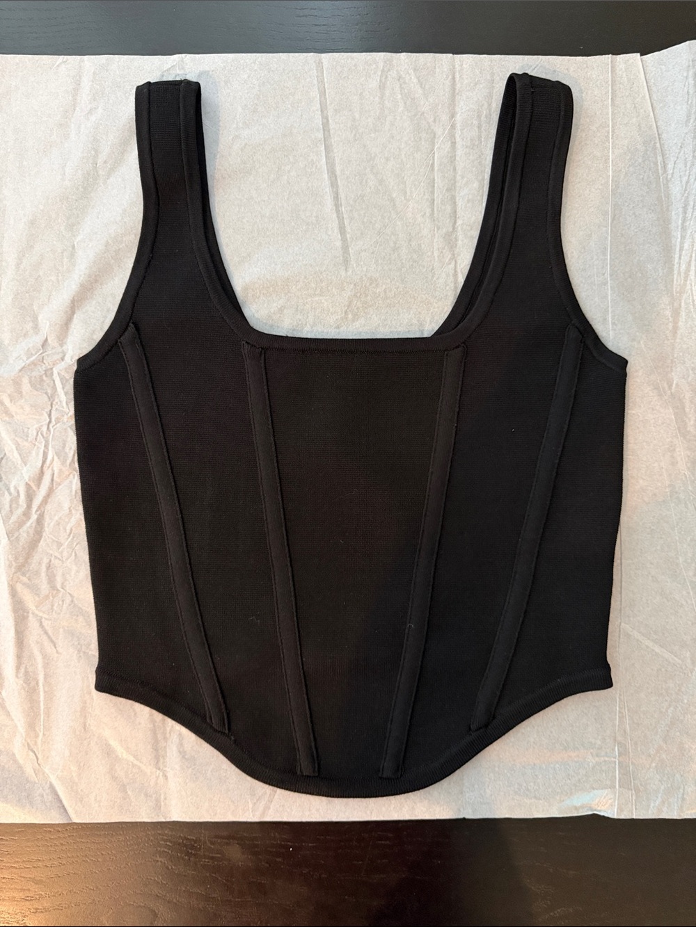 Express - Body Contour Black Structured Crop Corset Tank Top